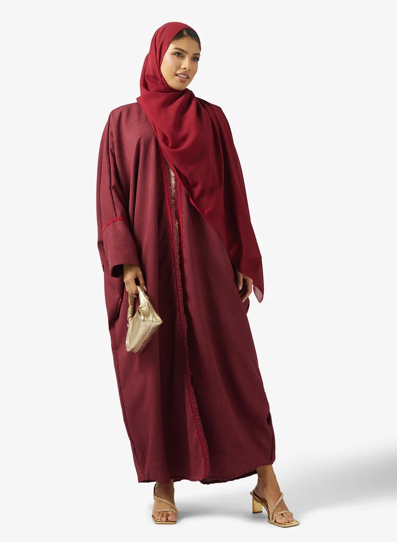 hayas closet Embellished Open Front Abaya
